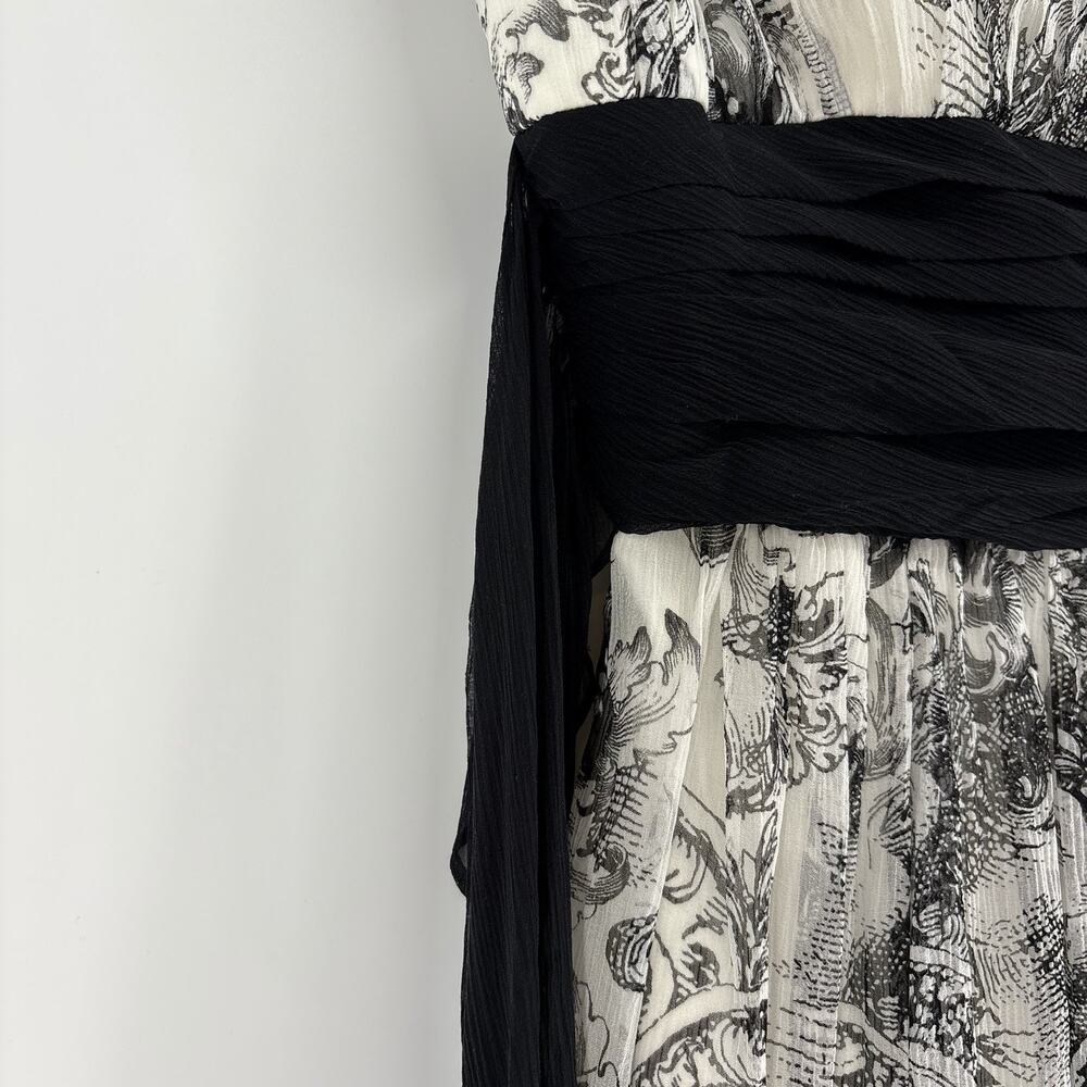 BCBG Maxazria Strapless Dress Size 6 Black And White Long Floral Pattern - Picture 6 of 13